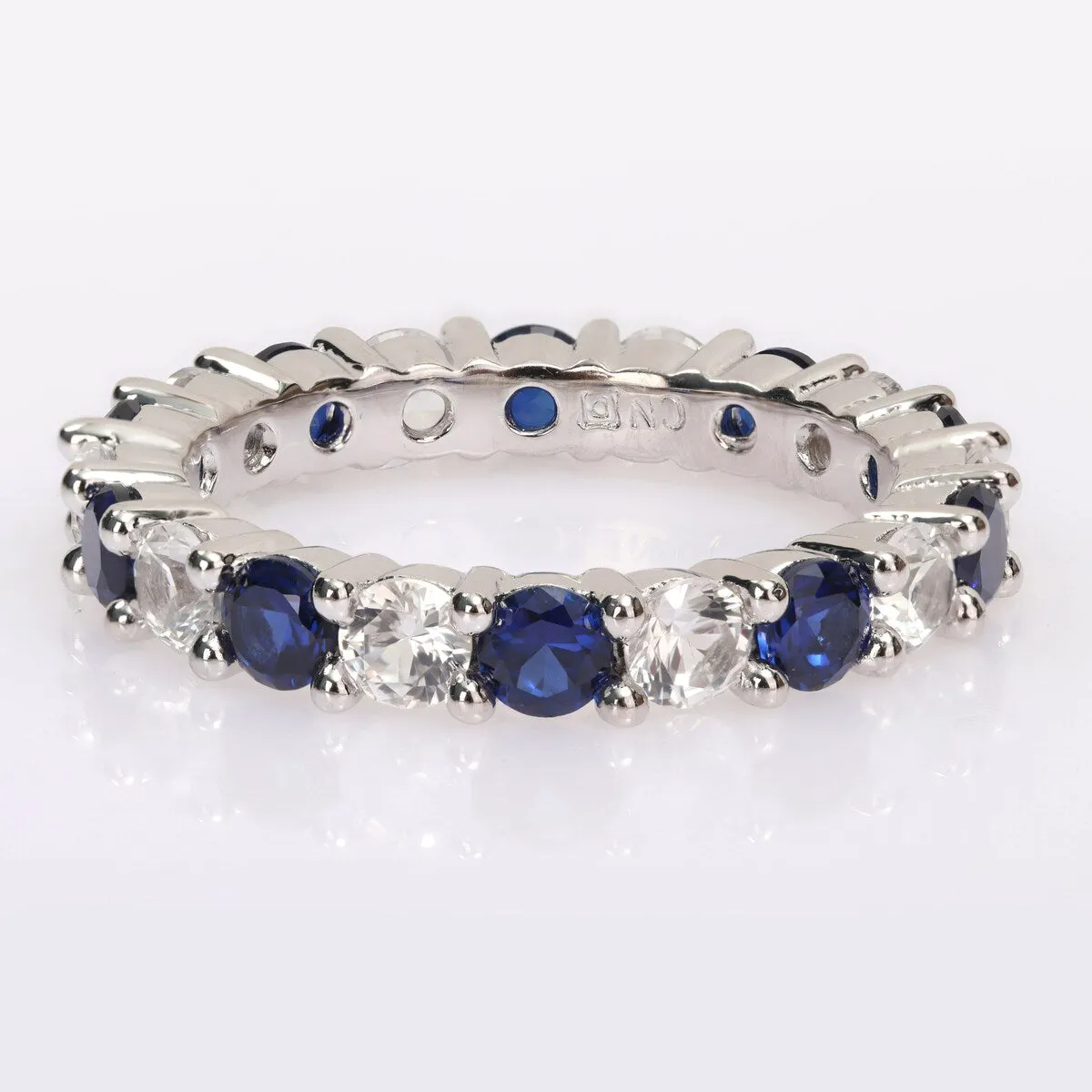 Miadora Created Blue and White Sapphire Stackable Full-Eternity Band Ring in Sterling Silver sold by Zulily