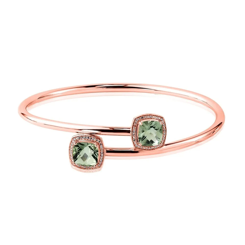 Auriya 4ct Green Cushion Amethyst Gold over Silver Bangle Bracelet with Diamond Accents sold by Zulily product image thumbnail 3