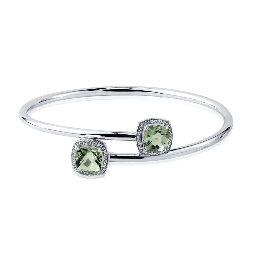 Auriya 4ct Green Cushion Amethyst Gold over Silver Bangle Bracelet with Diamond Accents sold by Zulily