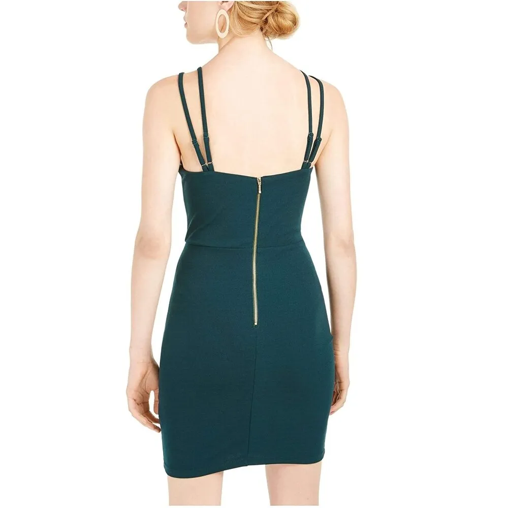 Sequin Hearts Juniors' Strappy Scuba Sheath Dress Dark Green Size 5 sold by Zulily product image thumbnail 2