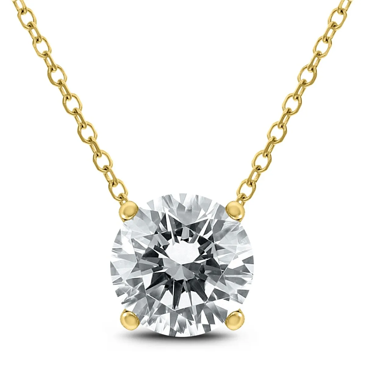 AGS Certified 1 Carat Floating Round Diamond Solitaire Necklace in 14K Yellow Gold sold by Zulily