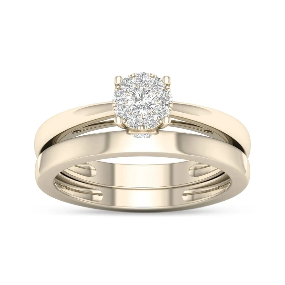 De Couer IGI Certifed 10k Gold 1/4ct TDW Multi Stone Solitaire Diamond Bridal Ring Set sold by Zulily product image thumbnail 5
