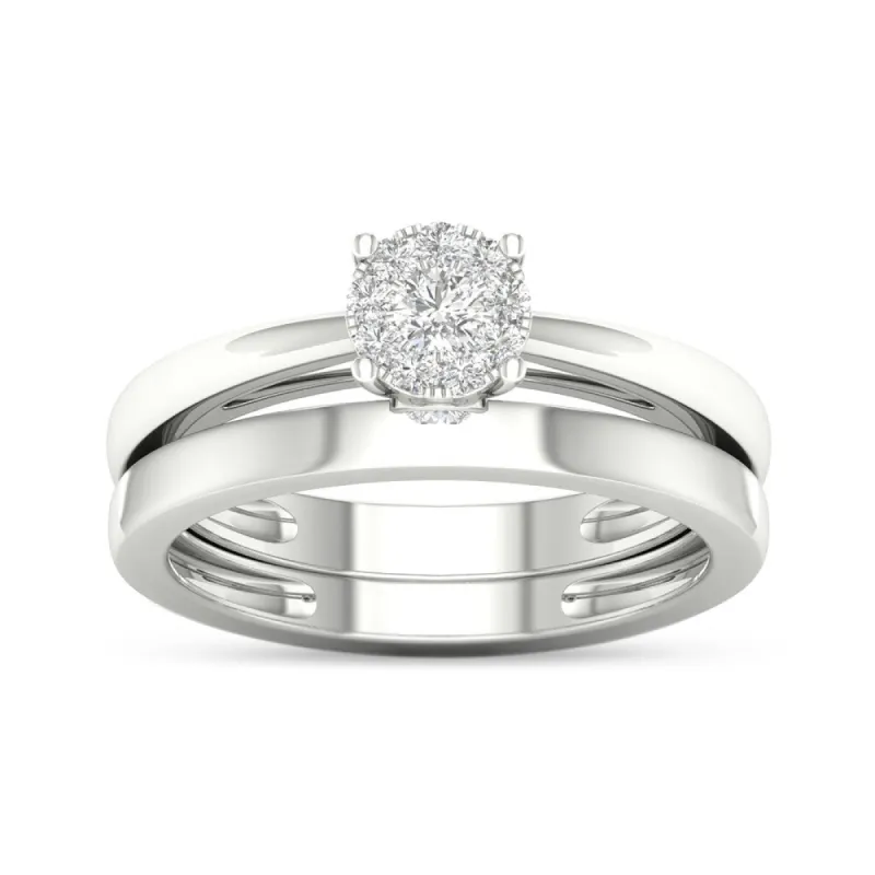 De Couer IGI Certifed 10k Gold 1/4ct TDW Multi Stone Solitaire Diamond Bridal Ring Set sold by Zulily