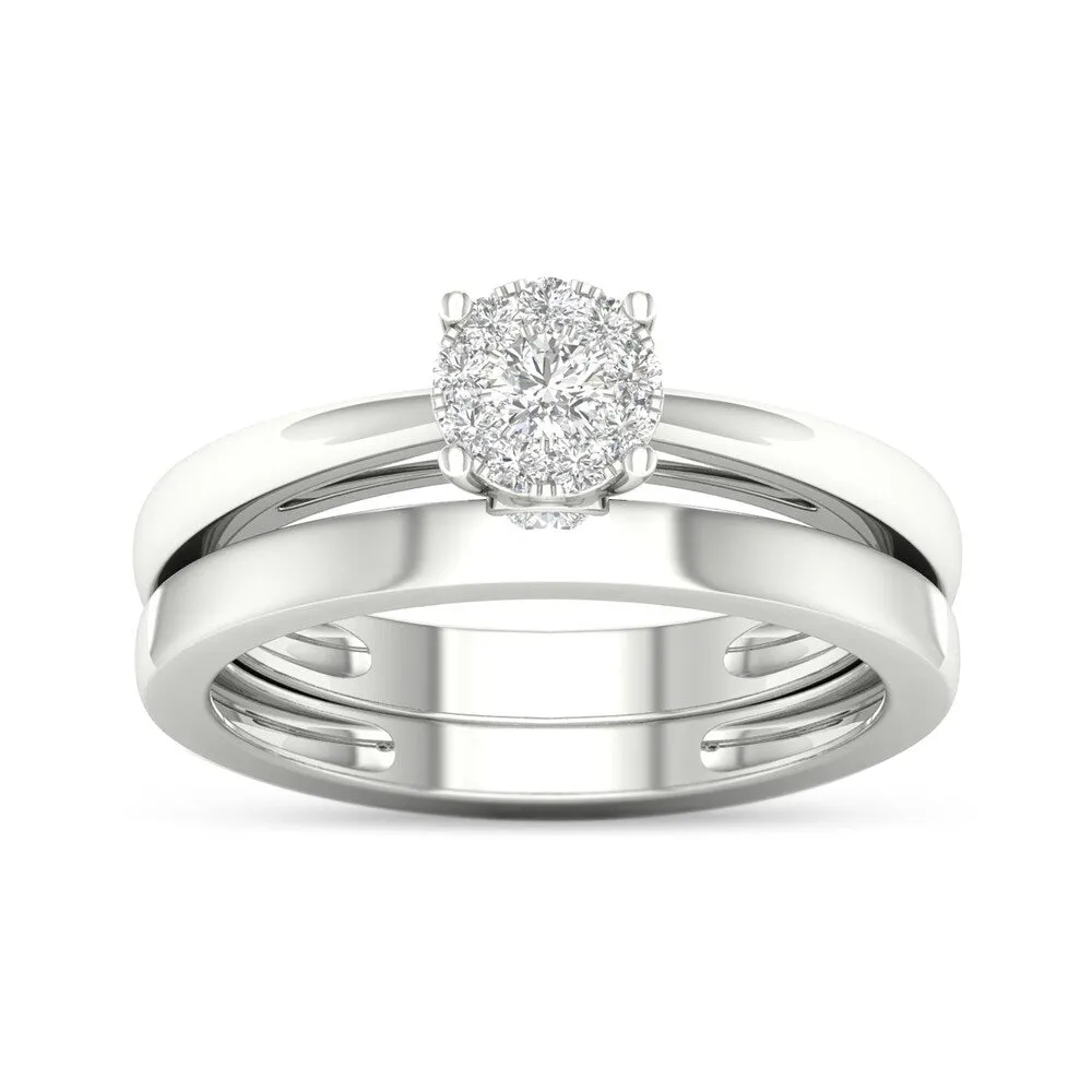 De Couer IGI Certifed 10k Gold 1/4ct TDW Multi Stone Solitaire Diamond Bridal Ring Set sold by Zulily
