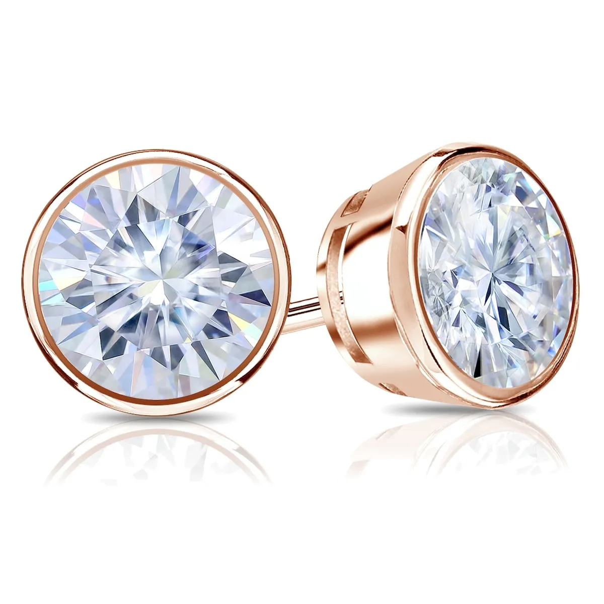 Auriya 14k Gold 3 1/2ctw Bezel-set Round Moissanite Stud Earrings - 7.8 mm sold by Zulily product image thumbnail 3