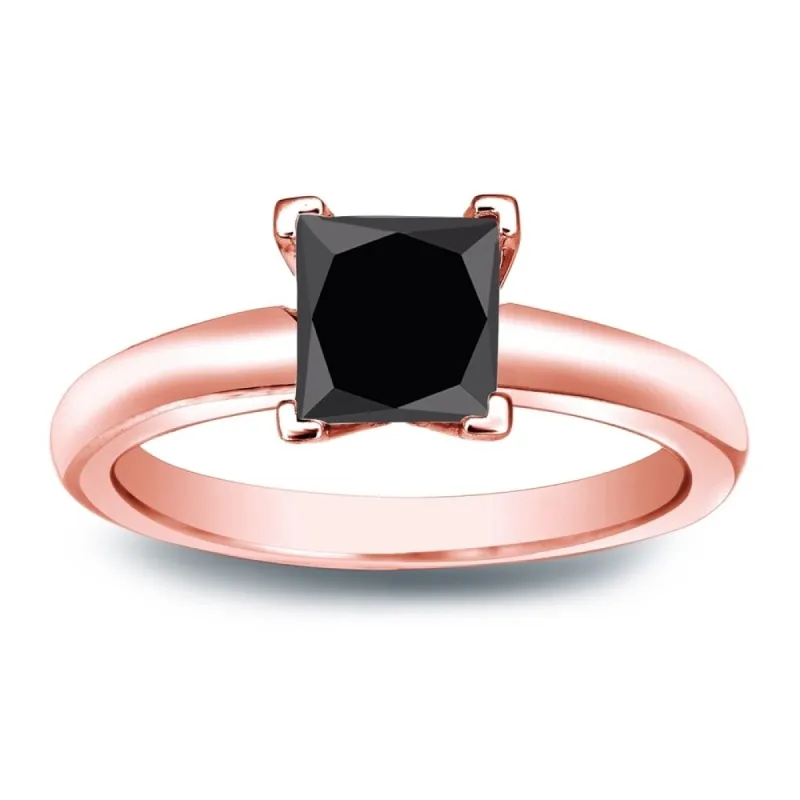 Auriya 14k Gold 3/4ctw Princess-cut Solitaire Black Diamond Engagement Ring sold by Zulily