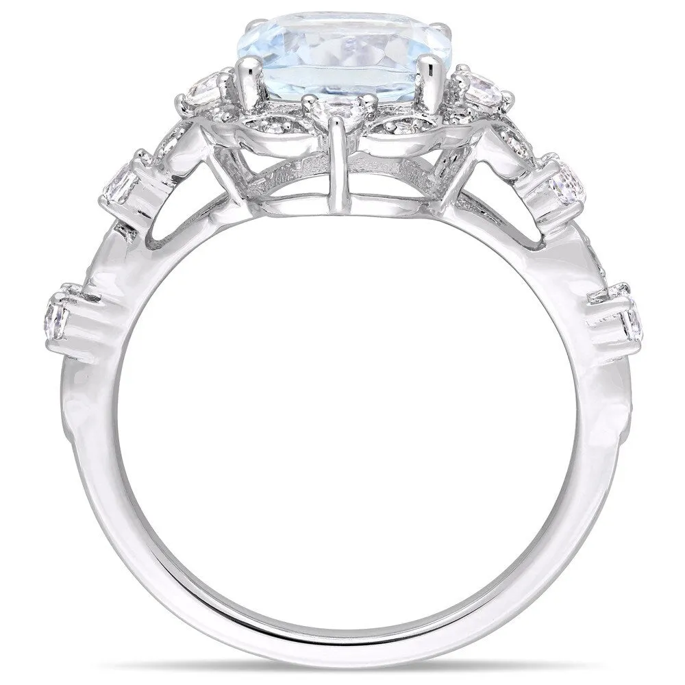 Vintage Aquamarine White Sapphire and Diamond Ring in 14k White Gold by Miadora sold by Zulily product image thumbnail 4