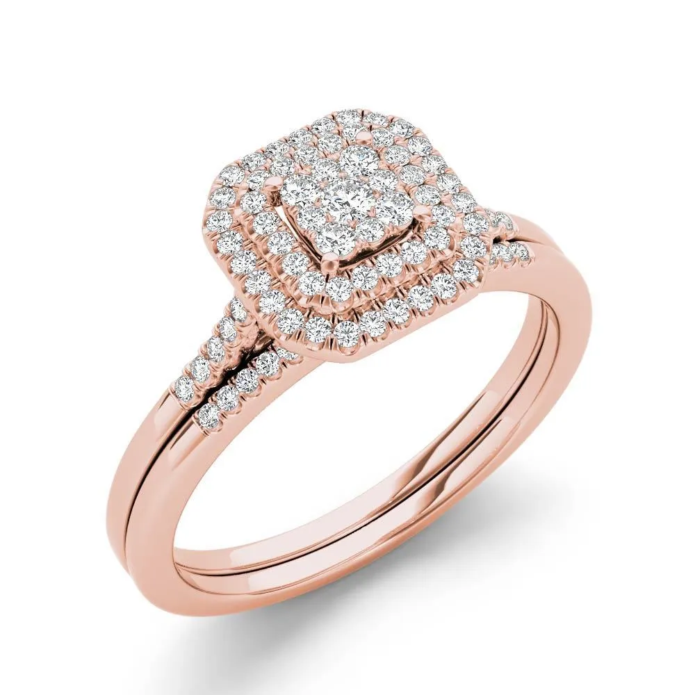 De Couer 1/3ct TDW Cluster Halo Bridal Set sold by Zulily