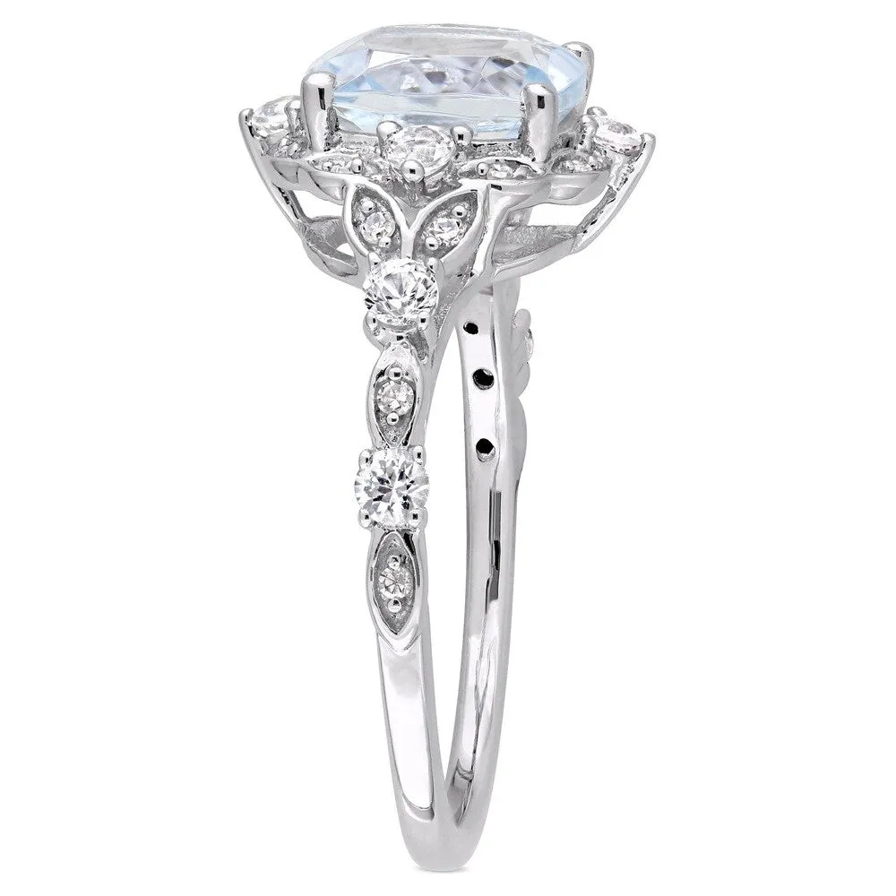 Vintage Aquamarine White Sapphire and Diamond Ring in 14k White Gold by Miadora sold by Zulily product image thumbnail 3