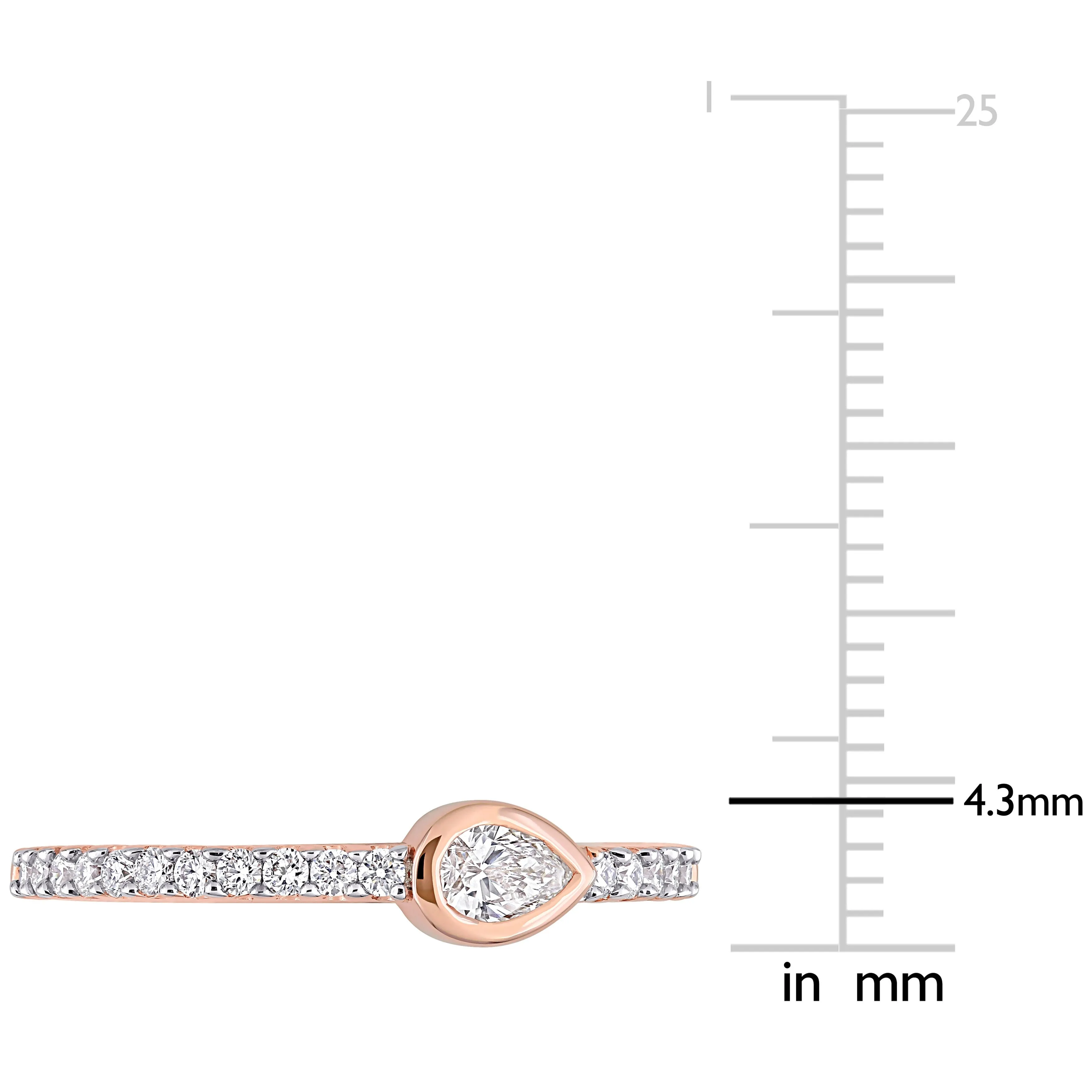 Miadora 1/3ct TW Pear and Round Diamonds Semi-Eternity Ring in 14k Rose Gold sold by Zulily product image thumbnail 3