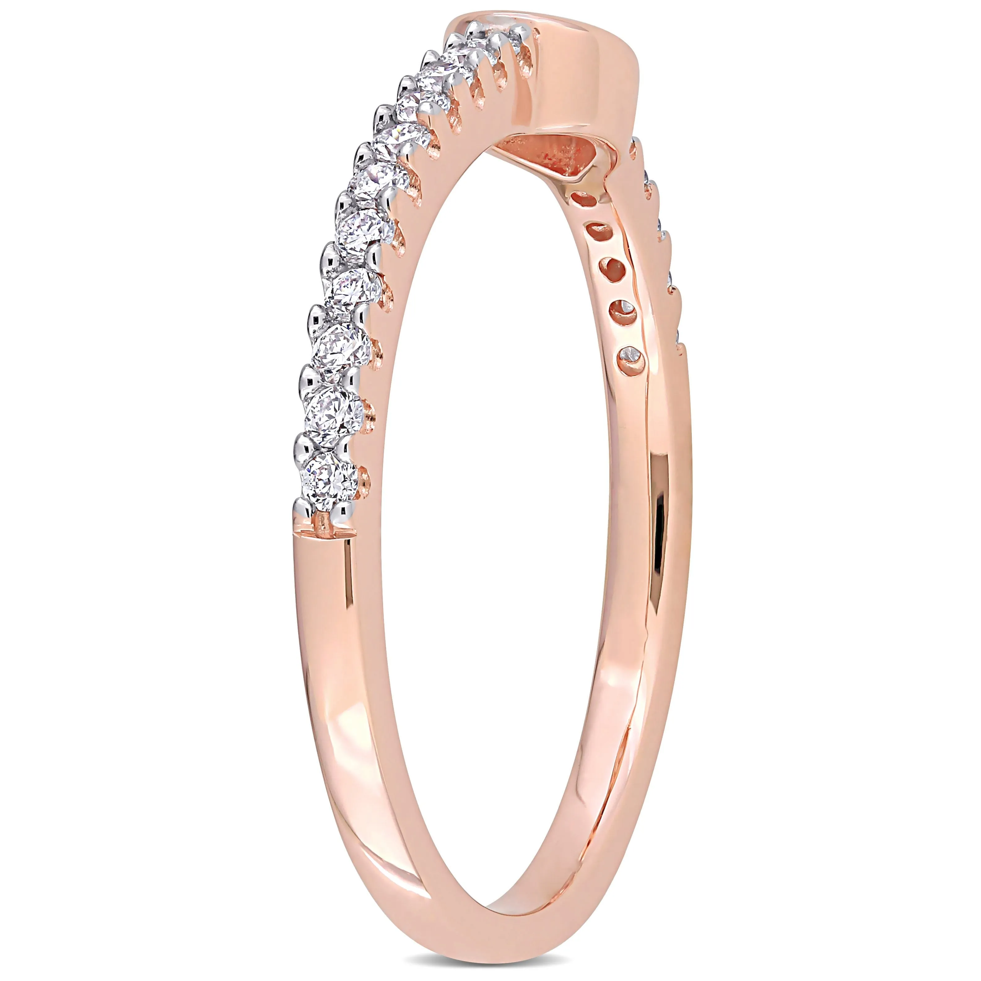 Miadora 1/3ct TW Pear and Round Diamonds Semi-Eternity Ring in 14k Rose Gold sold by Zulily product image thumbnail 2