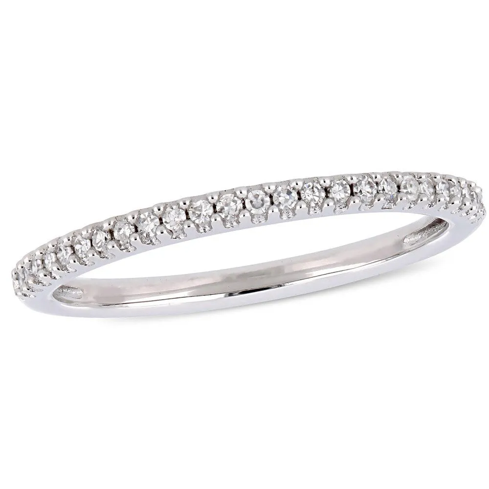 Miadora 14k White Gold 1/8ct TDW Diamond Stackable Semi-Eternity Wedding Band sold by Zulily product image thumbnail 2