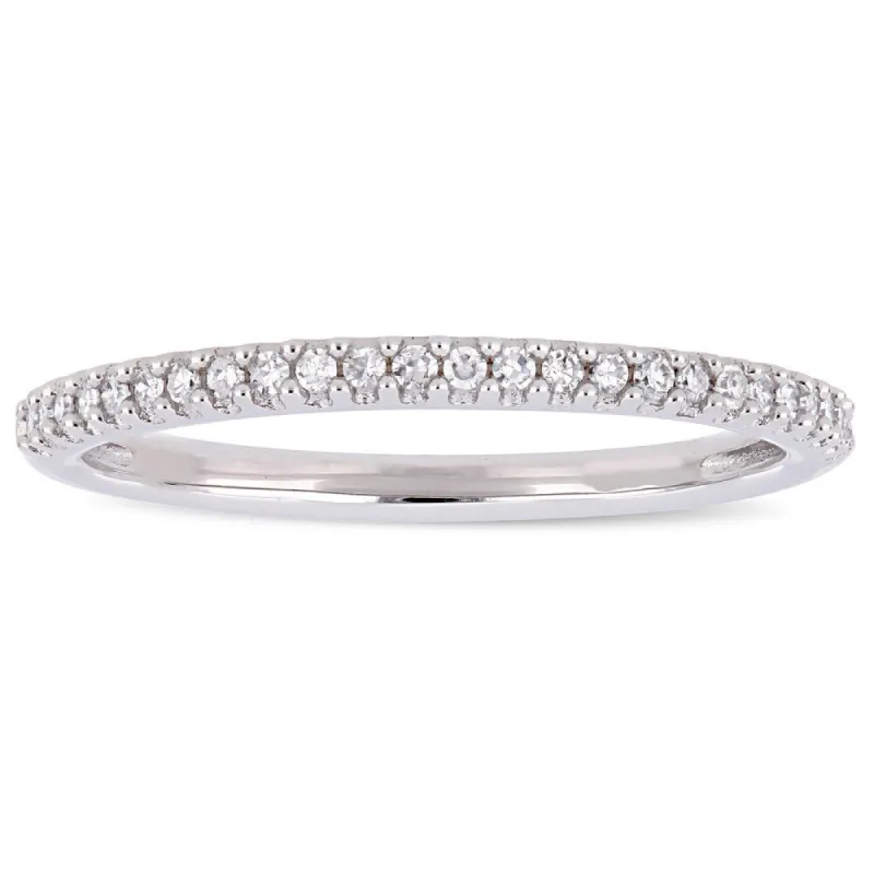 Miadora 14k White Gold 1/8ct TDW Diamond Stackable Semi-Eternity Wedding Band sold by Zulily