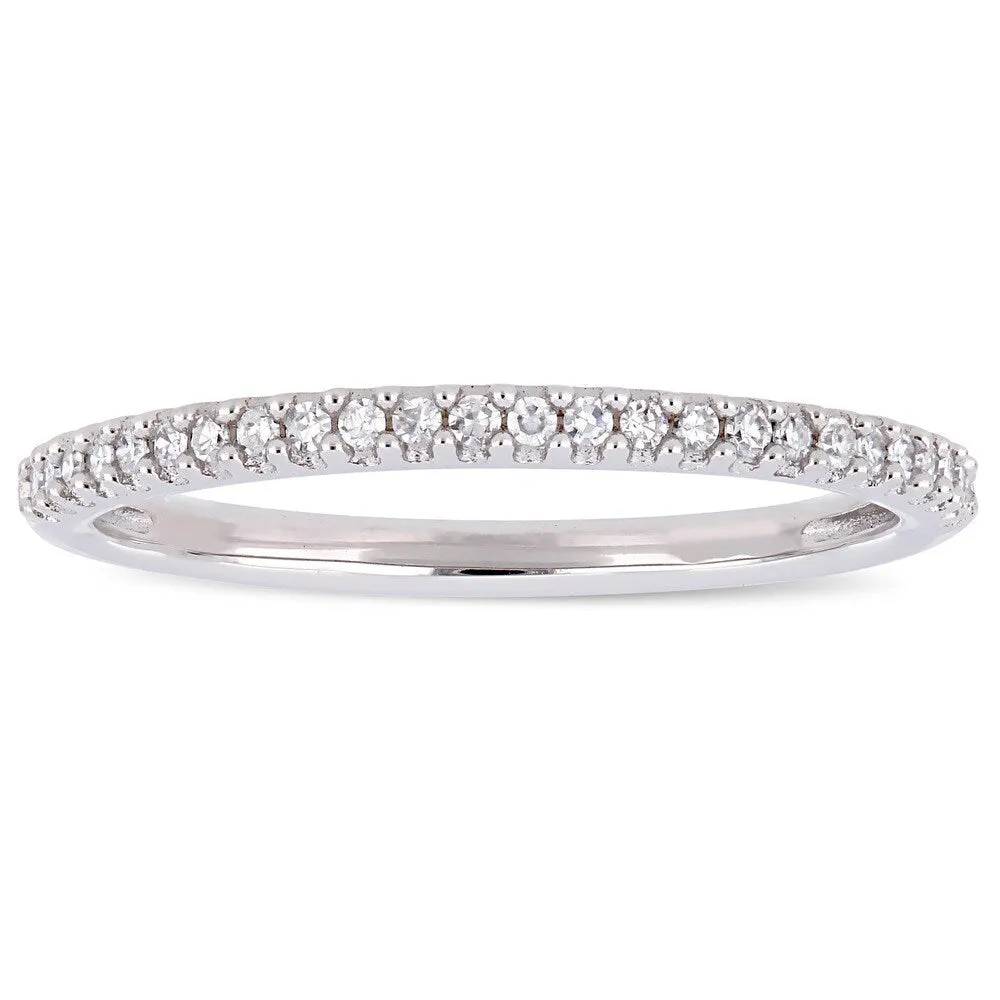 Miadora 14k White Gold 1/8ct TDW Diamond Stackable Semi-Eternity Wedding Band sold by Zulily