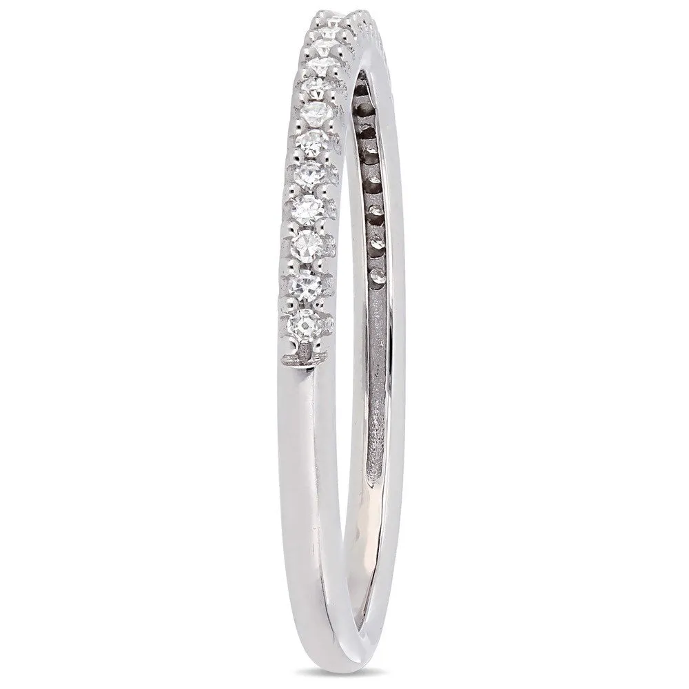 Miadora 14k White Gold 1/8ct TDW Diamond Stackable Semi-Eternity Wedding Band sold by Zulily product image thumbnail 3
