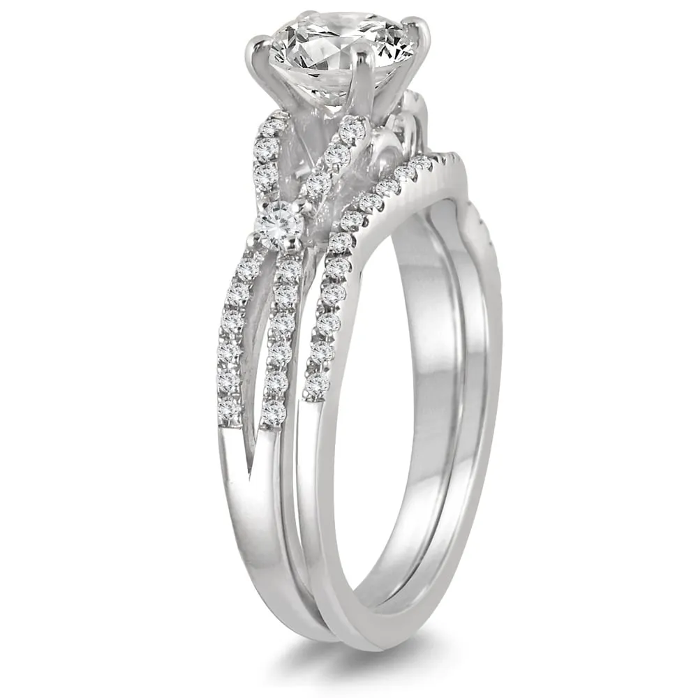 AGS Certified 1 1/3 Carat TW Diamond Bridal Set with Stones in 14K White Gold (I-J Color, I2-I3 Clarity) sold by Zulily product image thumbnail 2