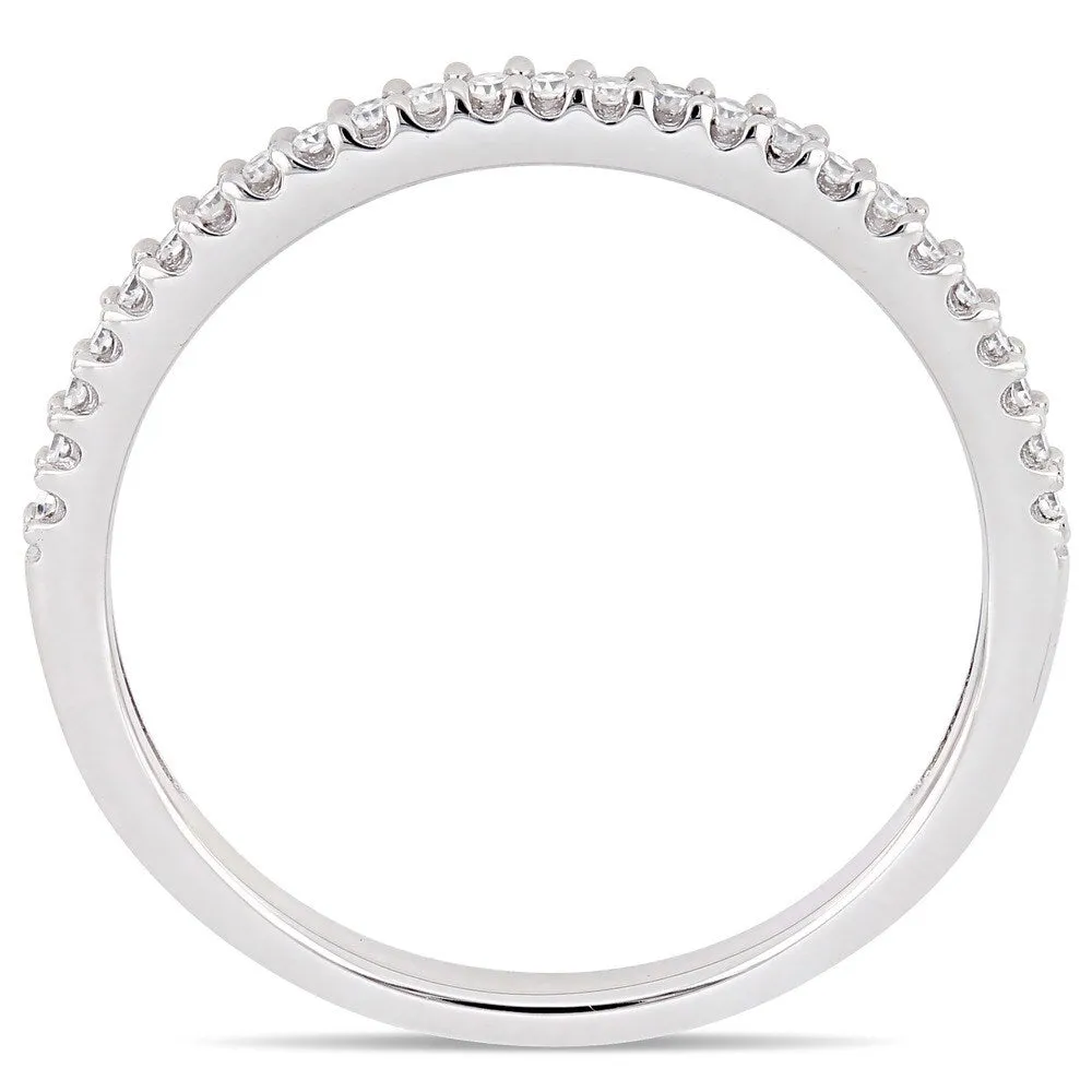 Miadora 14k White Gold 1/8ct TDW Diamond Stackable Semi-Eternity Wedding Band sold by Zulily product image thumbnail 4