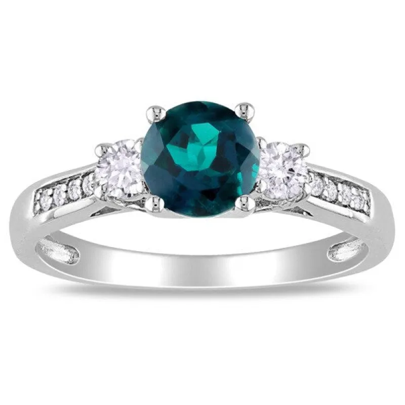 Miadora 10k White Gold Created Emerald and Sapphire Diamond Accent Ring sold by Zulily
