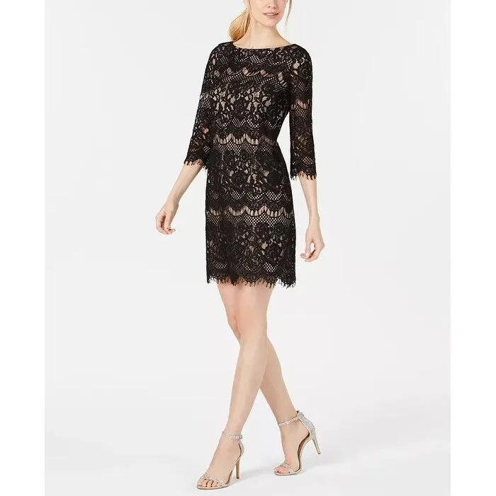 Jessica Howard Women's Allover Lace Sheath Dress Gray Size 8 sold by Zulily