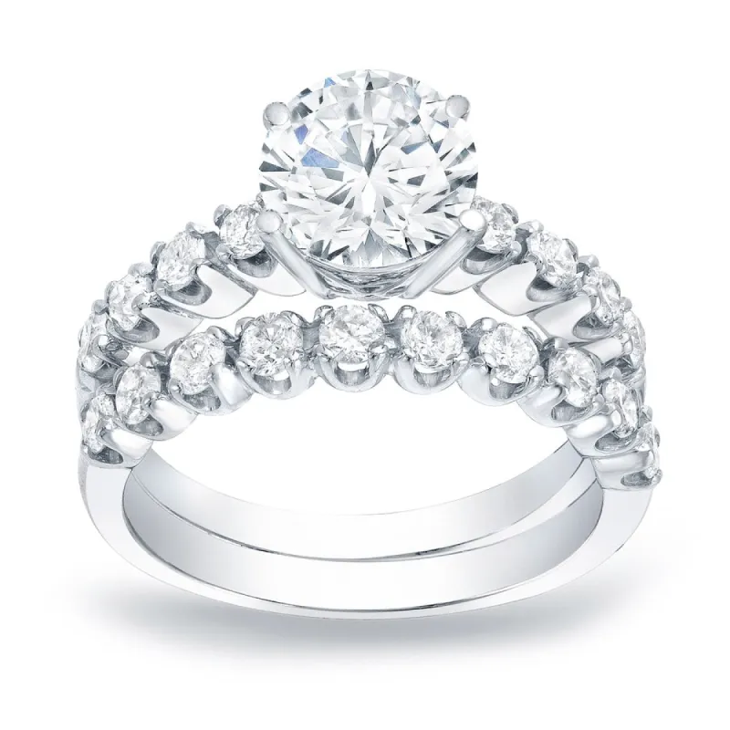 Auriya Platinum 2ctw Round Diamond Engagement Ring Set Gold Certified sold by Zulily