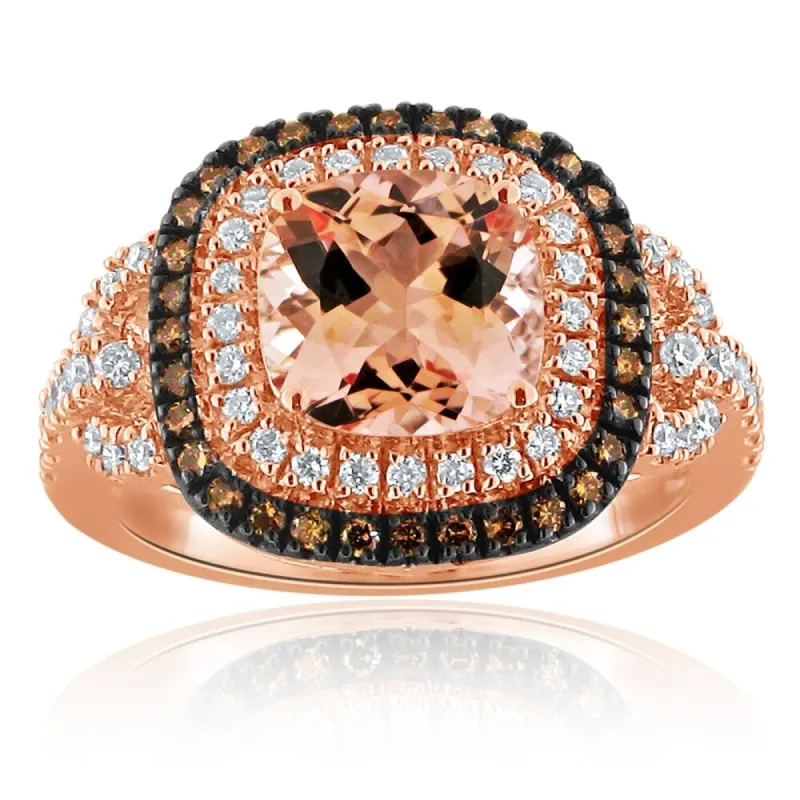 Auriya 10k Two-Tone Gold Cushion-Cut 2ct Morganite and 5/8ct TDW Diamond Halo Engagement Ring sold by Zulily