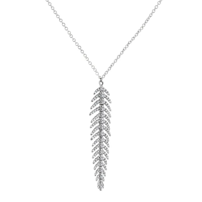 Annello by Kobelli 14k Gold 2/5ct TDW Diamond Vertical Feather Necklace, 16in Chain (Multiple Color Options) sold by Zulily