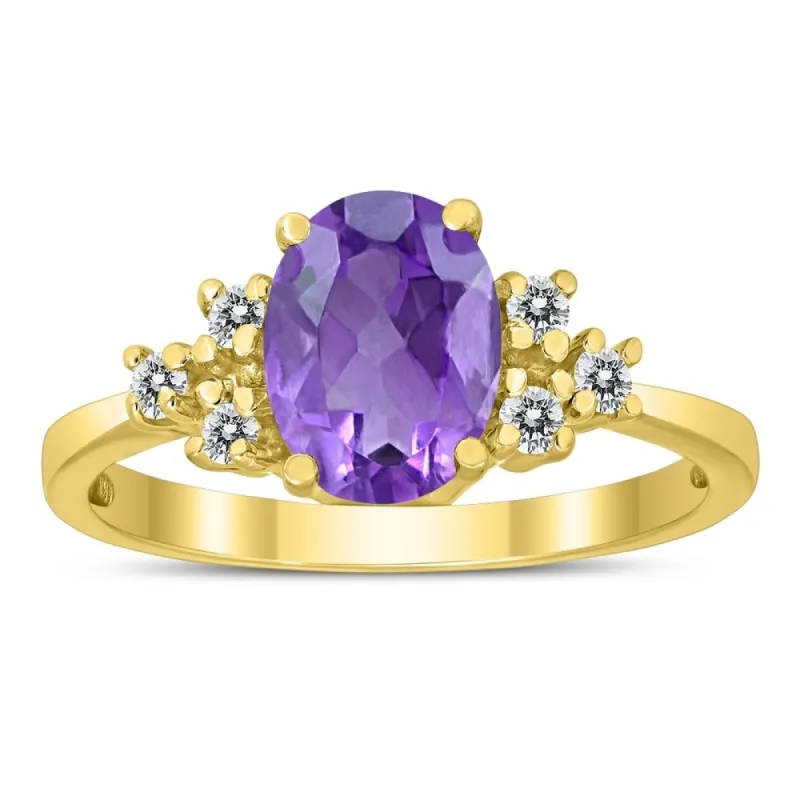 8X6MM Amethyst and Diamond Regal Ring in 10K Yellow Gold sold by Zulily