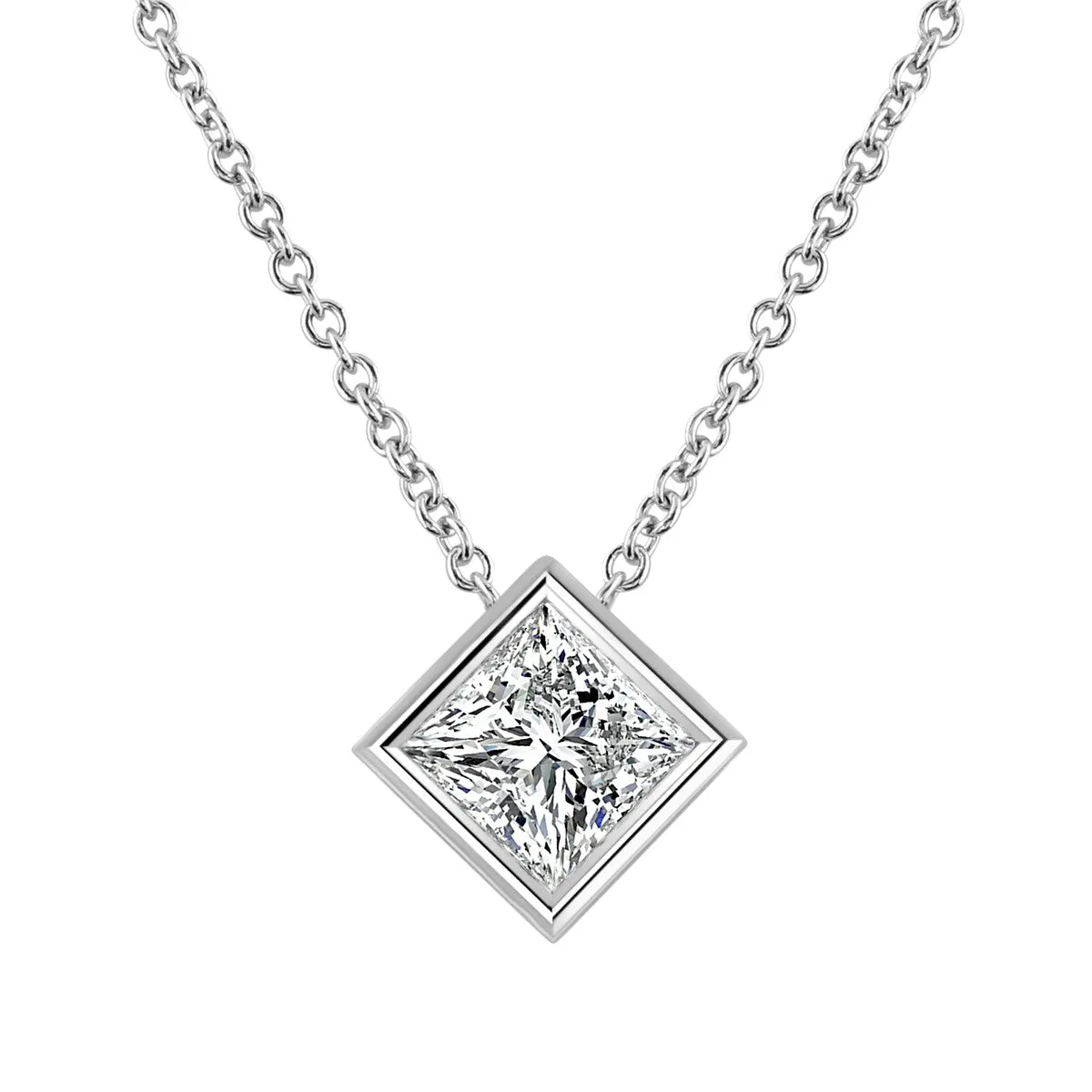 Auriya 14k Gold 1/2ctw Solitaire Princess-cut Diamond Necklace (I-J, VS1-VS2) - 0.50CT - White I-J sold by Zulily