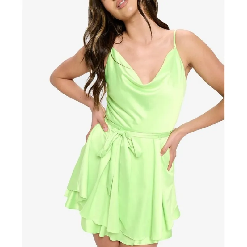 B Darlin Junior's Cowlneck Fit & Flare Dress Green sold by Zulily