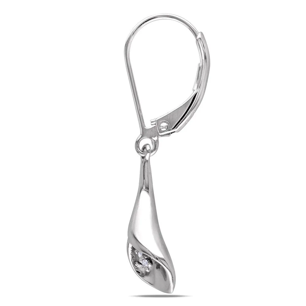 Miadora Sterling Silver Diamond Accent Calla Lily Floral Drop Leverback Earrings sold by Zulily product image thumbnail 4