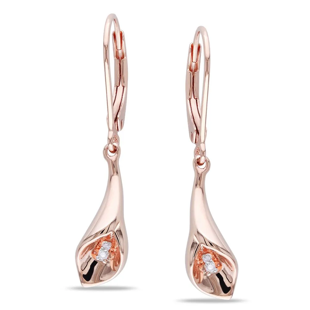 Miadora Sterling Silver Diamond Accent Calla Lily Floral Drop Leverback Earrings sold by Zulily