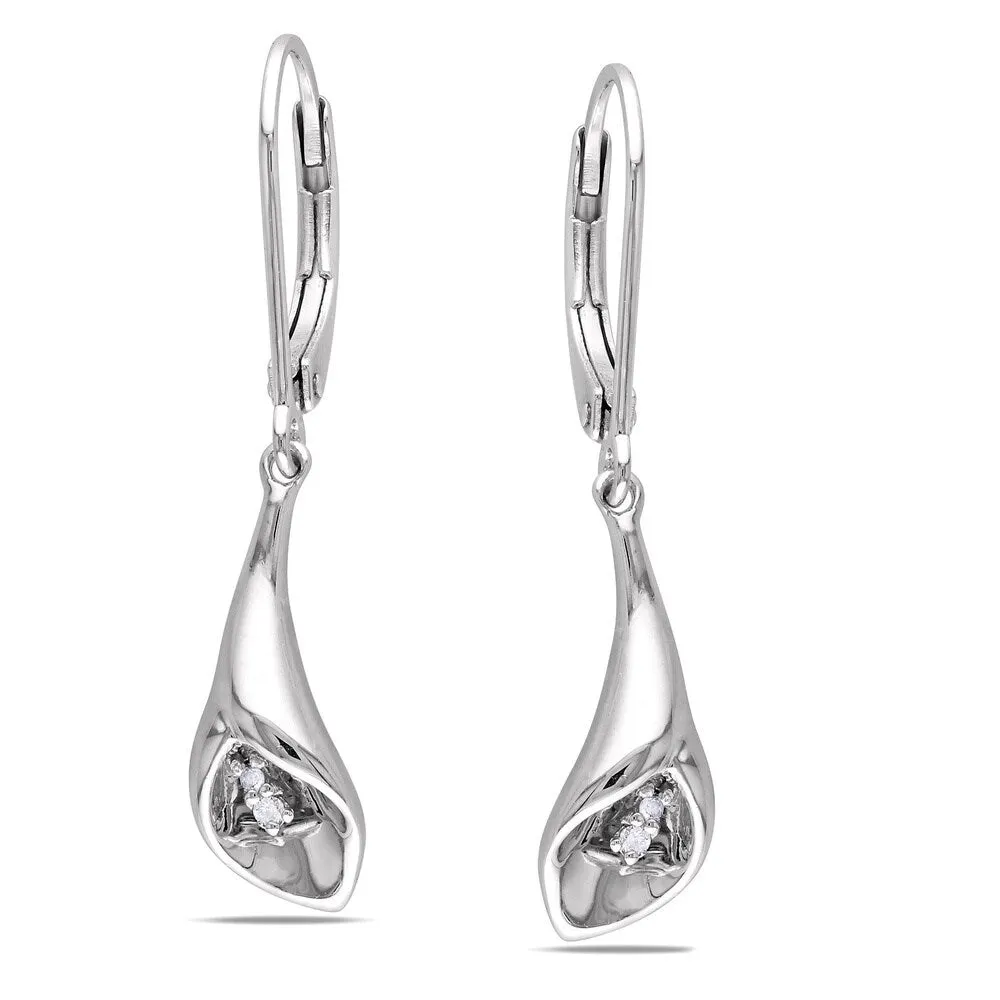 Miadora Sterling Silver Diamond Accent Calla Lily Floral Drop Leverback Earrings sold by Zulily product image thumbnail 2