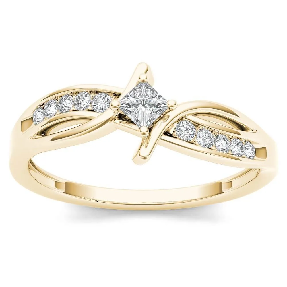 De Couer 10k Yellow Gold 1/4ct TDW Diamond Bypass Engagement Ring sold by Zulily