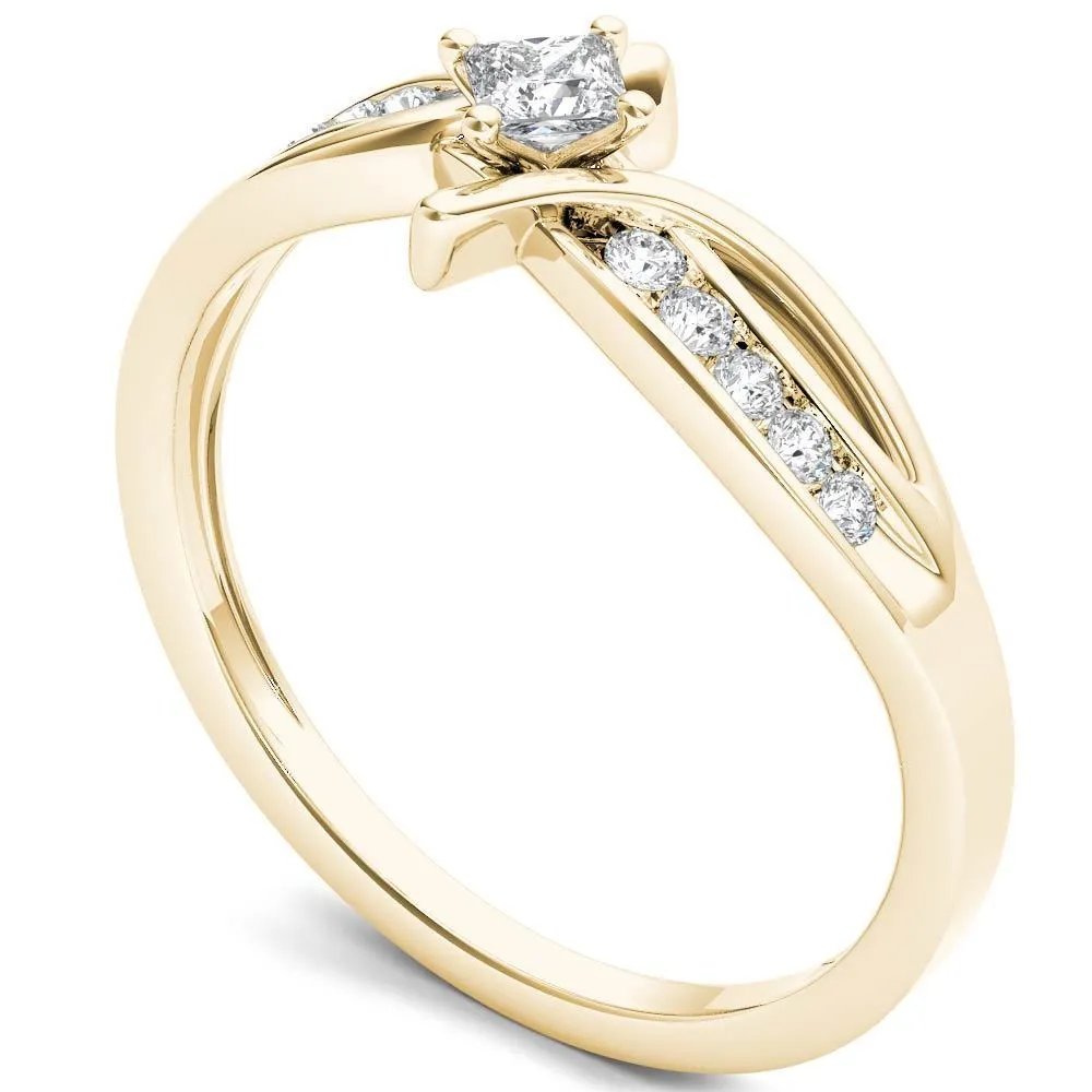 De Couer 10k Yellow Gold 1/4ct TDW Diamond Bypass Engagement Ring sold by Zulily product image thumbnail 2