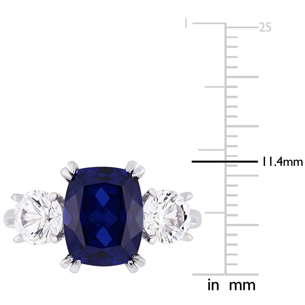 Miadora 10k White Gold Created Blue and Created White Sapphire 3-Stone Engagement Ring sold by Zulily product image thumbnail 4