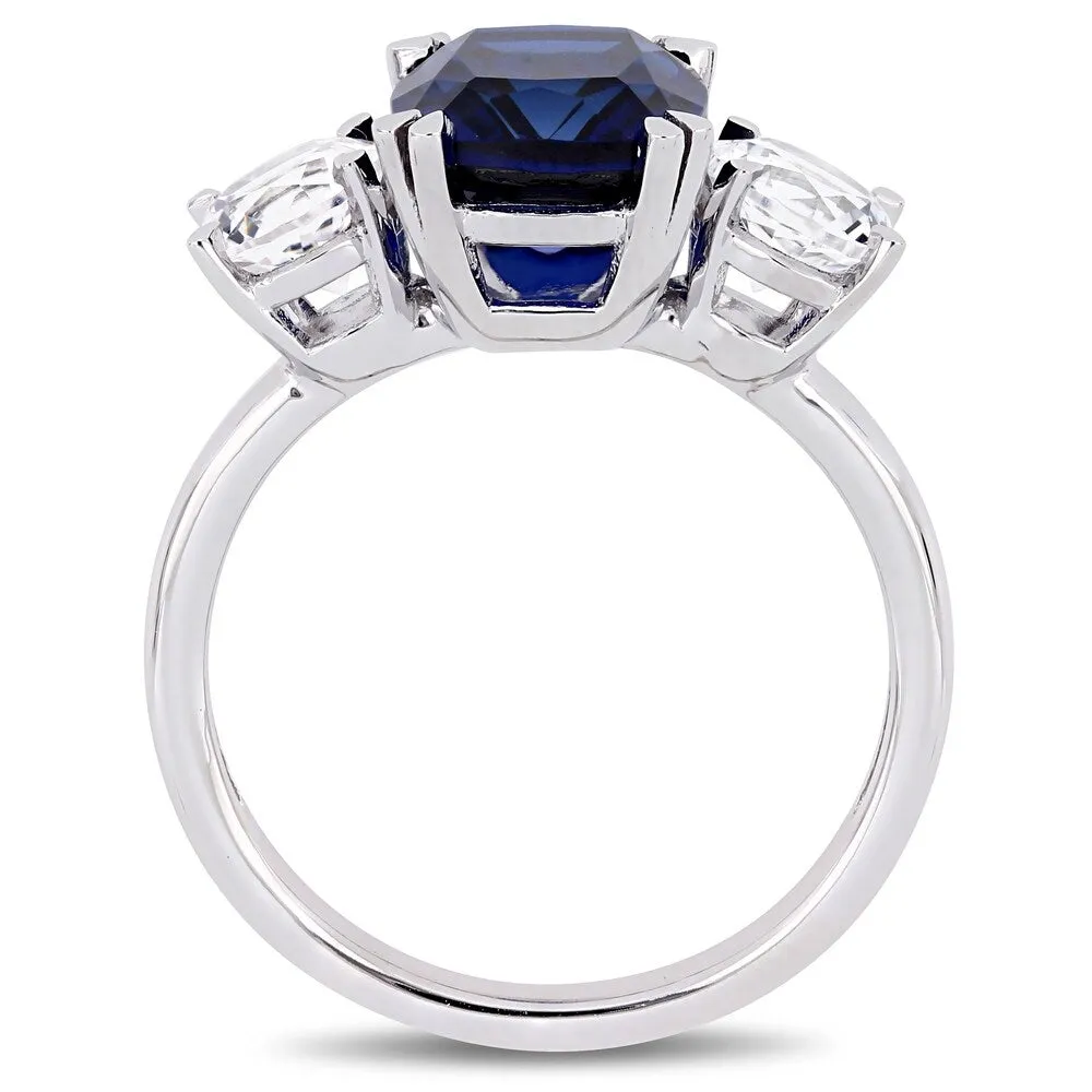 Miadora 10k White Gold Created Blue and Created White Sapphire 3-Stone Engagement Ring sold by Zulily product image thumbnail 3