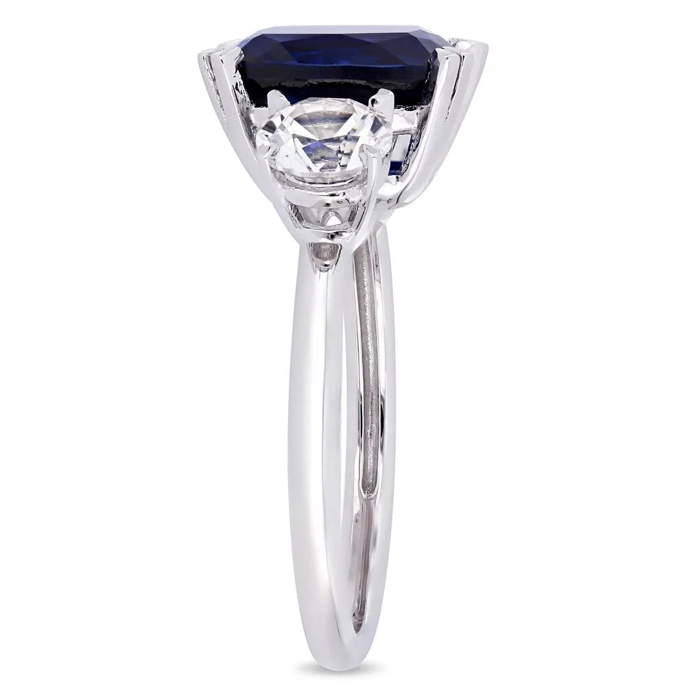 Miadora 10k White Gold Created Blue and Created White Sapphire 3-Stone Engagement Ring sold by Zulily product image thumbnail 2
