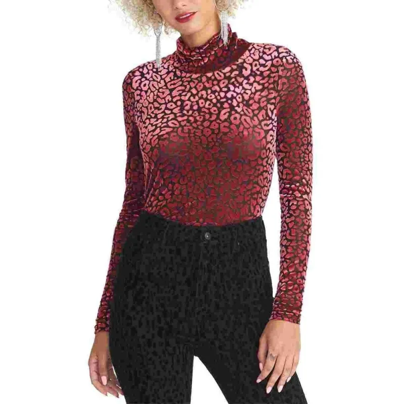 Rachel Roy Women's Animal Print Long Sleeve Turtle Neck Top Pink Size X-Large sold by Zulily