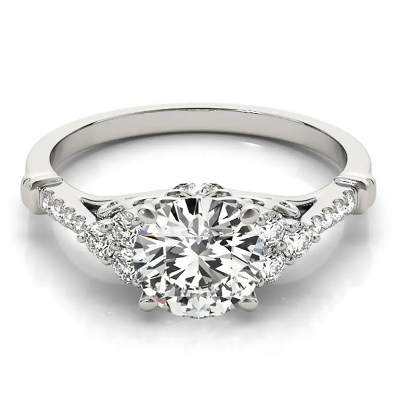 Auriya Vintage 1ct Round Moissanite and 1/5ctw Diamond Engagement Ring 14K Gold sold by Zulily