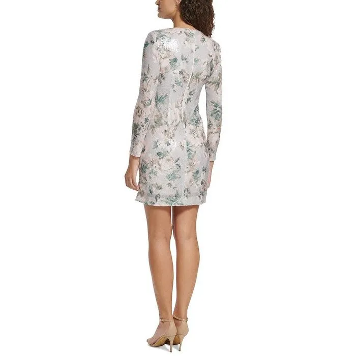 Eliza J Women's Floral Sequin Long Sleeve Cocktail Dress Gray Size 8 sold by Zulily product image thumbnail 2