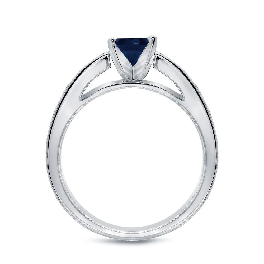 Auriya 14k Gold Vintage 1ct Blue Sapphire and 1ctw Diamond Engagement Ring Set sold by Zulily product image thumbnail 3