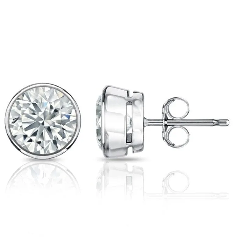Auriya Platinum Bezel-set Diamond Stud Earrings 1 1/2ctw GIA Certified sold by Zulily