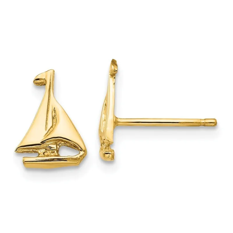Curata 14k Yellow Gold Solid 10x8mm Sailboat Post Earrings sold by Zulily