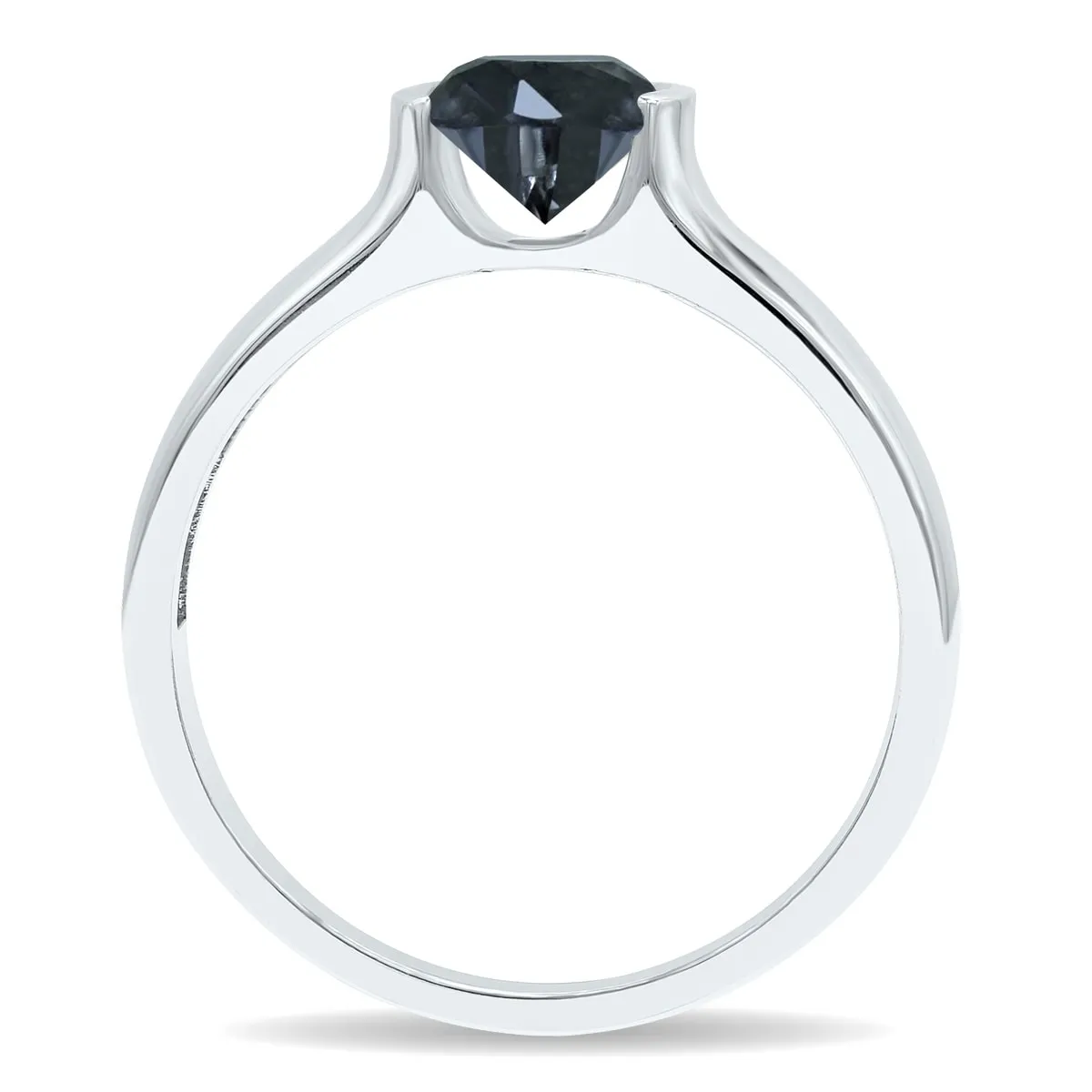 1 Carat Half Bezel Black Diamond Solitaire Ring in 10K White Gold sold by Zulily product image thumbnail 3