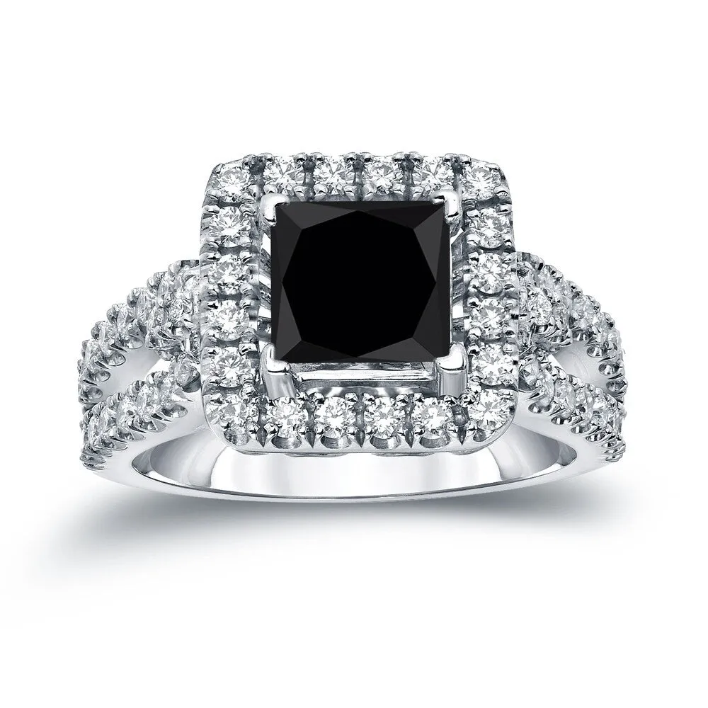 Auriya 14k Gold 1 3/4ctw Princess-cut Halo Black Diamond Engagement Ring sold by Zulily product image thumbnail 2