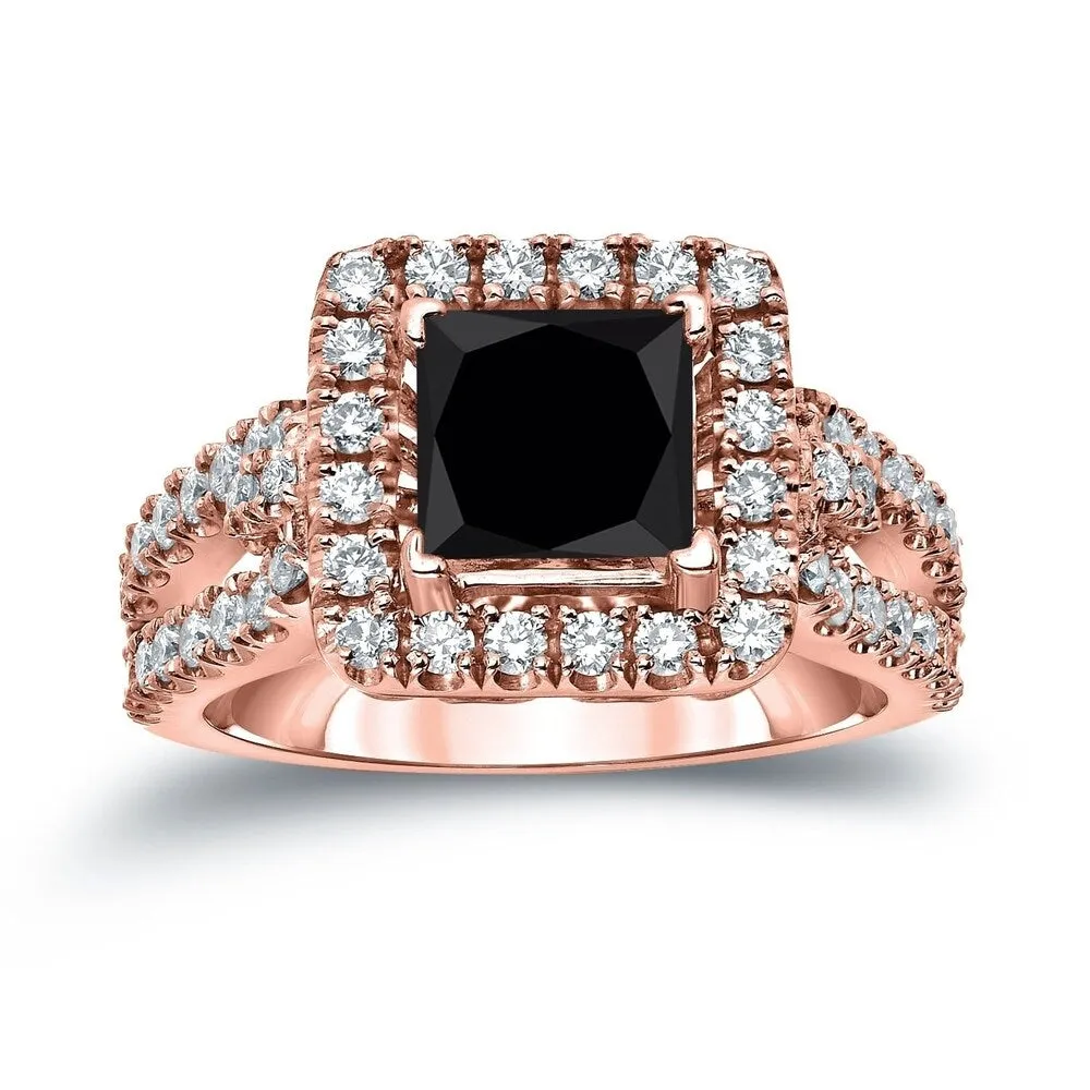 Auriya 14k Gold 1 3/4ctw Princess-cut Halo Black Diamond Engagement Ring sold by Zulily