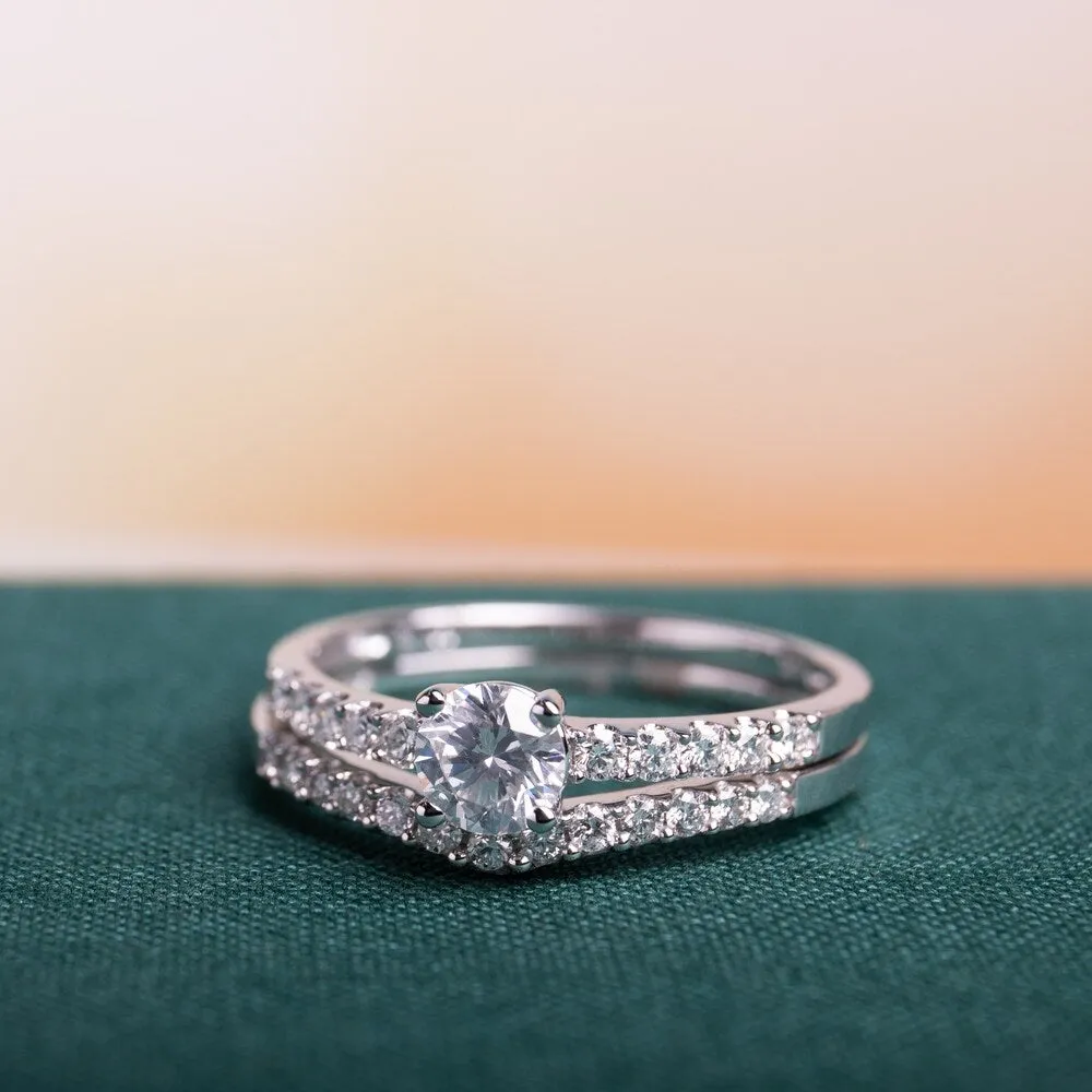 Miadora Signature Collection 14k White Gold 7/8ct TDW Diamond Bridal Ring Set sold by Zulily