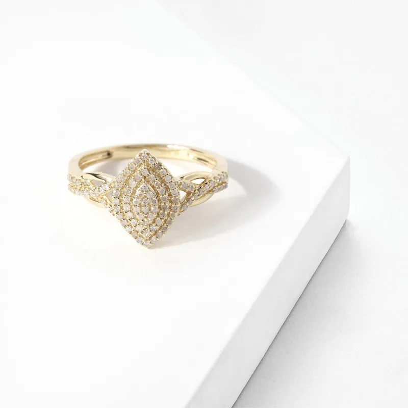 De Couer 10k Yellow Gold 1/4ct TDW Diamond Cluster Halo Engagement Ring sold by Zulily