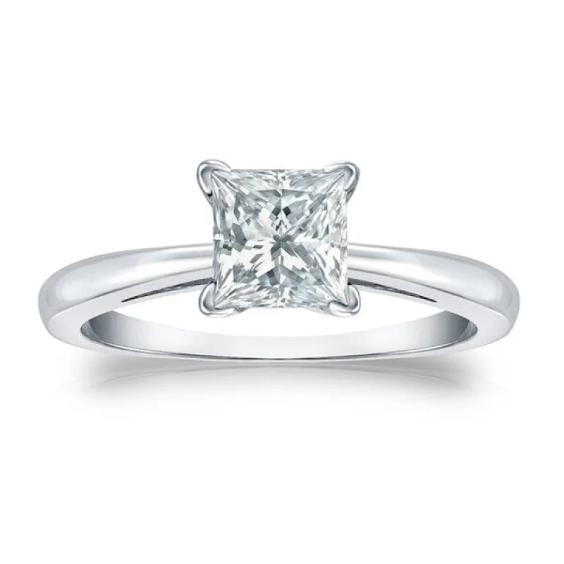 Auriya Platinum GIA Certified 1 1/2-Carat TDW Princess-Cut Solitaire Diamond Engagement Ring made by Zulily