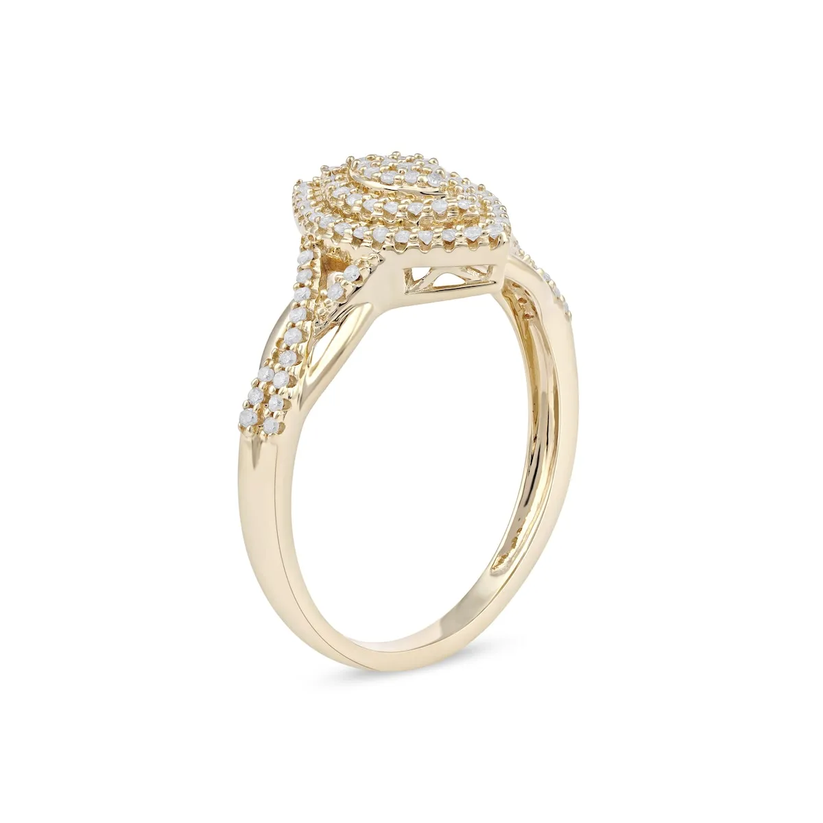 De Couer 10k Yellow Gold 1/4ct TDW Diamond Cluster Halo Engagement Ring sold by Zulily product image thumbnail 4